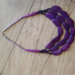 Purple wood statement necklace